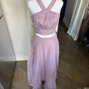 NWT Lulus purple lavender two-piece organza maxi skirt and crop set size medium.